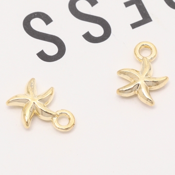 メタルチャーム ヒトデ 模様なし 立体 海 夏 マリンチャーム 約8×11mm（4ヶ）