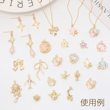 リボンチャーム ツイスト リボン 蝶々結び メタルチャーム 約14×14mm（4ヶ）