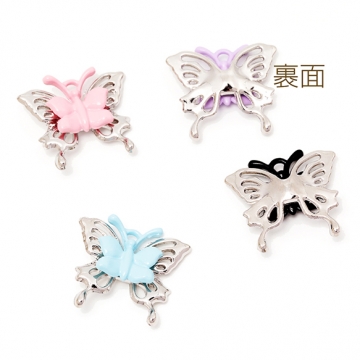 蝶チャーム ちょうちょ 蝶々 二重構造 ダークスイート バタフライチャーム メタルチャーム 約23×24mm（4ヶ）