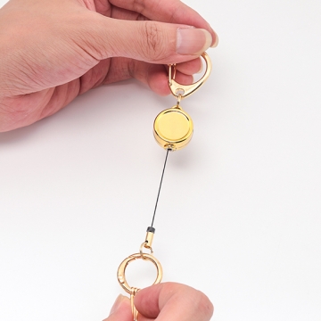リールキーホルダー 伸縮 リールストラップ オリジナル じゃらじゃらキーホルダー ※イニシャルプレート別売り 全2種（1ヶ）