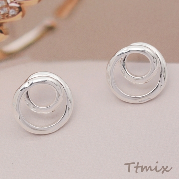 デザインピアス サークル スパイラル リング フレーム 個性的 メタルピアス 約18mm（1ペア）
