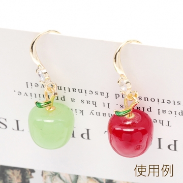 樹脂チャーム りんご リンゴ 林檎 アップル 果物 ミニチュア フルーツチャーム 約14×19mm（4ヶ）