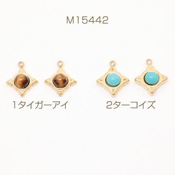 ステンレス製天然石チャーム 星 クロス 半貴石 電気メッキ加工 SUS304 メタルチャーム 約9×11mm（1ヶ）