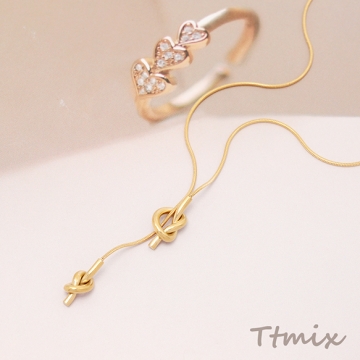 ステンレスネックレス シックな結び目 スネークチェーン 電気メッキ加工 SUS304 長さ約44+6cm（1本）