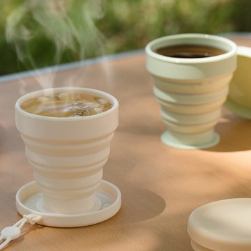 折りたたみコップ シリコン製 蓋ストラップ付き 携帯用カップ 食器 ボウル アウトドア 防災グッズ キャンプ 旅行（1ヶ）
