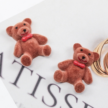 アニマルデコパーツ くま クマ 熊 テディベア アニマル 動物 デコパーツ 貼付けパーツ 約26×32mm（2ヶ）