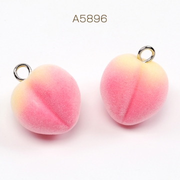 フロッキーチャーム 桃 フルーツ 果物 フルーツチャーム 樹脂チャーム 約25×30mm（2ヶ）