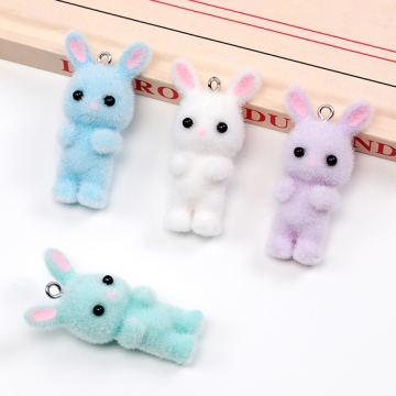 アニマルフロッキーチャーム うさぎ ウサギ 兎 ラビット アニマル 動物 樹脂チャーム 約20×39mm（2ヶ）