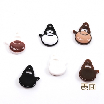 樹脂チャーム ポット カフェ 手書き エポ ミニチュアチャーム 約12×14mm（4ヶ）