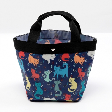 トートバッグ ネコ ねこ 猫柄 ホック付き 防水 おでかけ サブバッグ 収納ポーチ 約15×21×33cm（1ヶ）