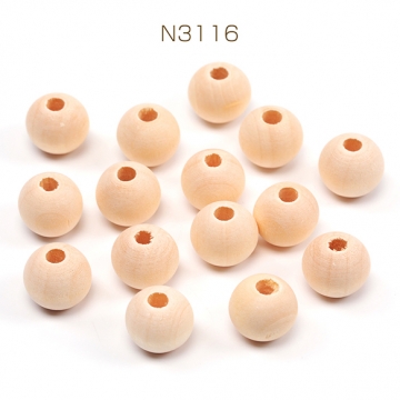 ウッドビーズ 木製 ナチュラル 丸玉 ラウンド 約12mm（30ヶ）