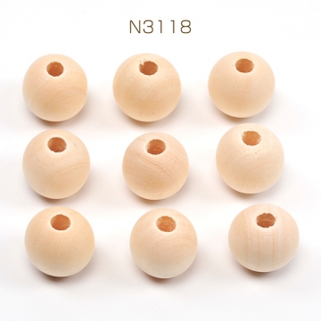 ウッドビーズ 木製 ナチュラル 丸玉 ラウンド 約16mm（20ヶ）