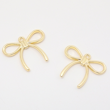リボンチャーム リボン 蝶々結び フレーム シンプル メタルチャーム 約20×25mm（4ヶ）