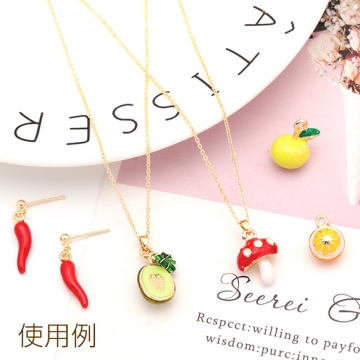 エポチャーム キノコ 絵本風 食品サンプル ミニチュアチャーム メタルチャーム 約13×17mm（2ヶ）