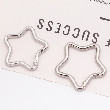 カラビナ キーリング スター 星 キーホルダー リング ゴールド ロジウム カニカン フック金具 留め具 約40mm（4ヶ）
