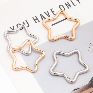 カラビナ キーリング スター 星 キーホルダー リング ゴールド ロジウム カニカン フック金具 留め具 約40mm（4ヶ）