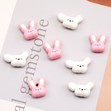 樹脂貼付けパーツ うさぎ ウサギ 兎 動物 アニマル カボション デコパーツ 貼り付けパーツ 全2種（10ヶ）