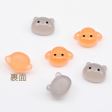 樹脂貼付けパーツ クマ 熊 イヌ 犬 動物 アニマル カボション デコパーツ 貼り付けパーツ 全2種（10ヶ）