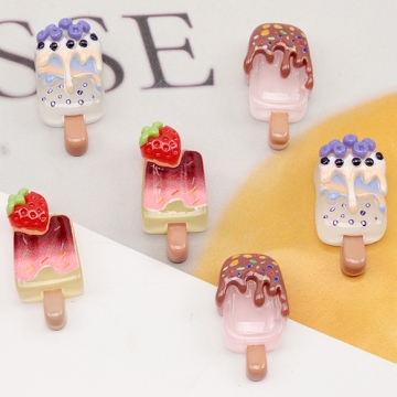 樹脂貼付けパーツ アイス ミニチュア 食品サンプル カボション デコパーツ 貼り付けパーツ 全3種（15ヶ）