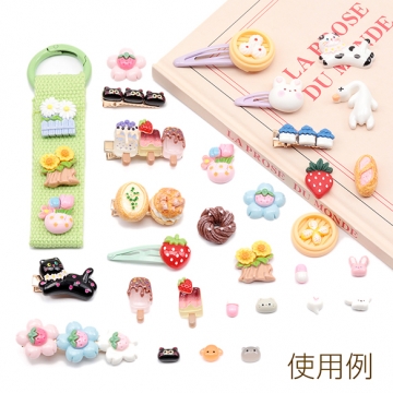 樹脂貼付けパーツ チューリップ ひまわり 菊 フラワー カボション デコパーツ 貼り付けパーツ 全3種（15ヶ）