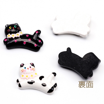 樹脂貼付けパーツ ねこ ネコ 猫 伸び カラフル カボション デコパーツ 貼り付けパーツ 約20×30mm（10ヶ）
