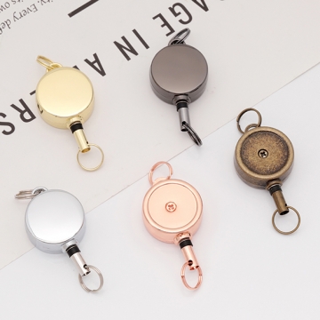 リールストラップ 金属製 伸縮 便利なリールキーホルダー 紛失防止 パスケース 定期入れ用 約21×50mm（1ヶ）