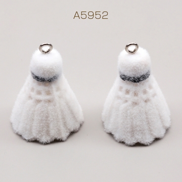 フロッキーチャーム バドミントン 羽 シャトル スポーツ 樹脂チャーム 約25×40mm（1ヶ）