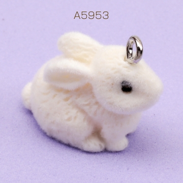 アニマルフロッキーチャーム うさぎ ウサギ 兎 動物 アニマル 樹脂チャーム 約22×24mm（1ヶ）