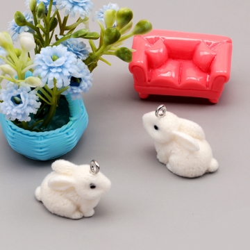 アニマルフロッキーチャーム うさぎ ウサギ 兎 動物 アニマル 樹脂チャーム 約22×24mm（1ヶ）