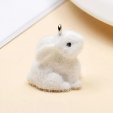 アニマルフロッキーチャーム うさぎ ウサギ 兎 動物 アニマル 樹脂チャーム 約22×24mm（1ヶ）