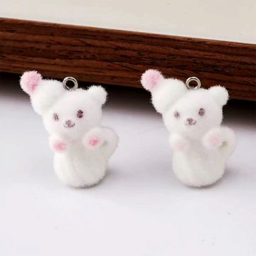 アニマルフロッキーチャーム ネコ 猫 クマ 熊 ひよこ 鳥 動物 アニマル 樹脂チャーム 全3種（1ヶ）