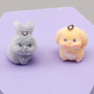 アニマルフロッキーチャーム うさぎ ウサギ 兎 動物 アニマル 樹脂チャーム 全2種（2ヶ）