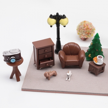 ミニチュア クリスマス ツリー サンタクロース 雪だるま 装飾 小物 ドールハウス 樹脂パーツ 全5種（2ヶ）