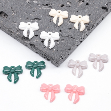 樹脂チャーム 蝶々結び 可愛い シンプル リボンチャーム 約16×16mm（6ヶ）