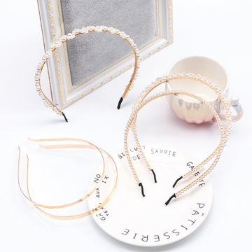 カチューシャ金具 鉄製 シンプル ゴールド ロジウム ハンドメイド用 手芸 工作 金具 幅約0.5cm（5ヶ）