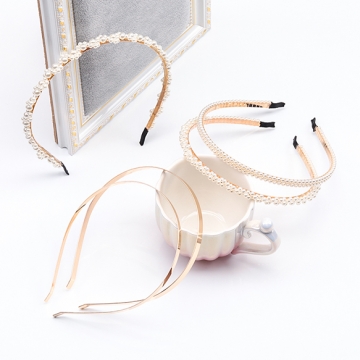カチューシャ金具 鉄製 シンプル ゴールド ロジウム ハンドメイド用 手芸 工作 金具 幅約0.7cm（5ヶ）