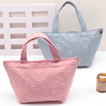 フナガタトートバッグ 舟形 布 花柄プリント サブバッグ ディリートート ファスナートート Size約14×20×35cm