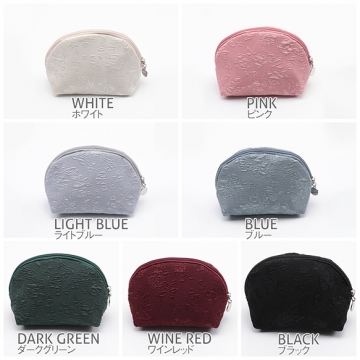 半円ポーチ シエル型ポーチ 花柄プリント コスメポーチ メイクポーチ 化粧ポーチ 小物入れ Size約8×13×15cm