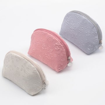 半円ポーチ シエル型ポーチ 花柄プリント コスメポーチ メイクポーチ 化粧ポーチ 小物入れ Size約8×13×15cm
