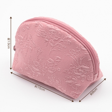 半円ポーチ シエル型ポーチ 花柄プリント コスメポーチ メイクポーチ 化粧ポーチ 小物入れ Size約8×13×15cm