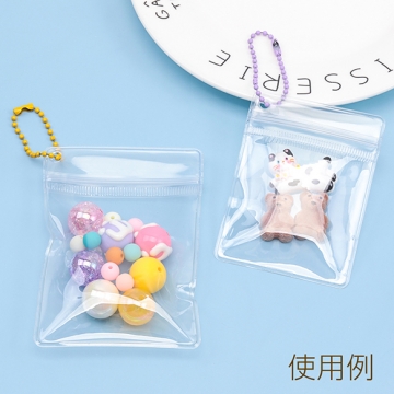 チャック付きOPP 穴あき ジッパー付き クリア ビニール袋 ラッピング 包装 キーホルダー袋 全2種（10ヶ）