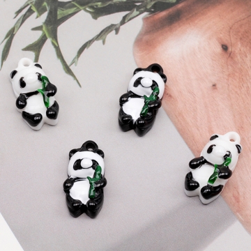 樹脂チャーム パンダ 動物 アニマル 半面 ぱんだチャーム 約10×17mm（4ヶ）