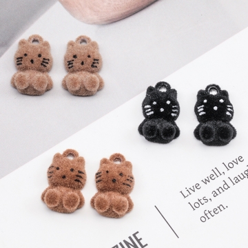 アニマルフロッキーチャーム こねこ ネコ 猫 ペット 動物 アニマル 半面 猫チャーム 約10×16mm（2ヶ）