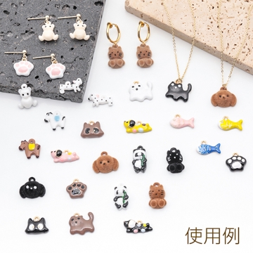 エポチャーム こいぬ イヌ 犬 ペット 動物 アニマル 半面 犬チャーム 約14×15mm（4ヶ）