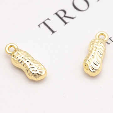 メタルチャーム ピーナッツ 落花生 食べ物 ミニチュア 約5×13mm（6ヶ）