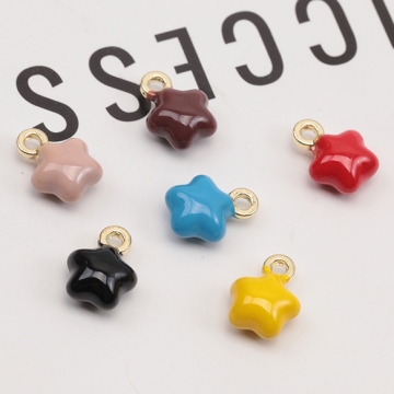 エポチャーム ぷっくり ミニ 星 スター 可愛い 宇宙チャーム メタルチャーム 約8×10mm（4ヶ）