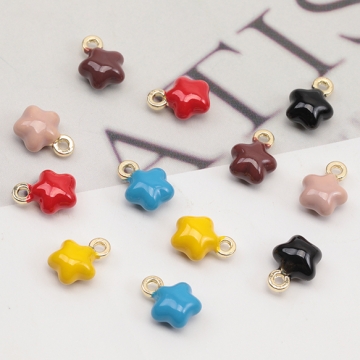 エポチャーム ぷっくり ミニ 星 スター 可愛い 宇宙チャーム メタルチャーム 約8×10mm（4ヶ）