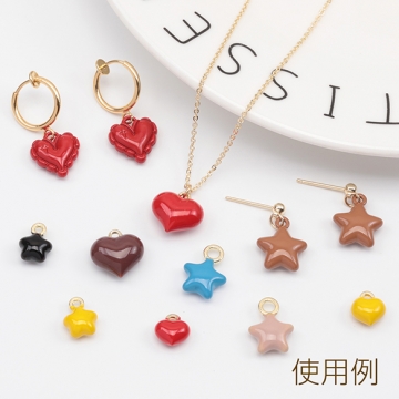 エポチャーム ぷっくり ミニ 星 スター 可愛い 宇宙チャーム メタルチャーム 約8×10mm（4ヶ）