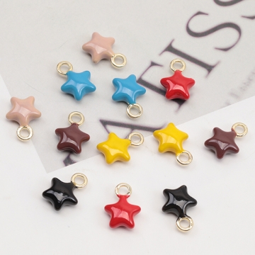 エポチャーム ぷっくり 星 スター 可愛い 宇宙チャーム メタルチャーム 約10×14mm（4ヶ）
