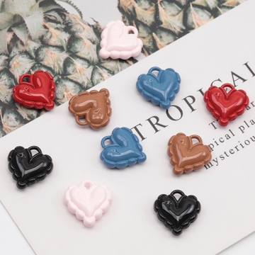 エポチャーム ぷっくり フリル付き ハート 可愛い ハートチャーム メタルチャーム 約12×13mm（4ヶ）